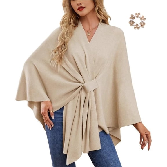 Women's Elegant Wrap - Poncho Sweater Shawl