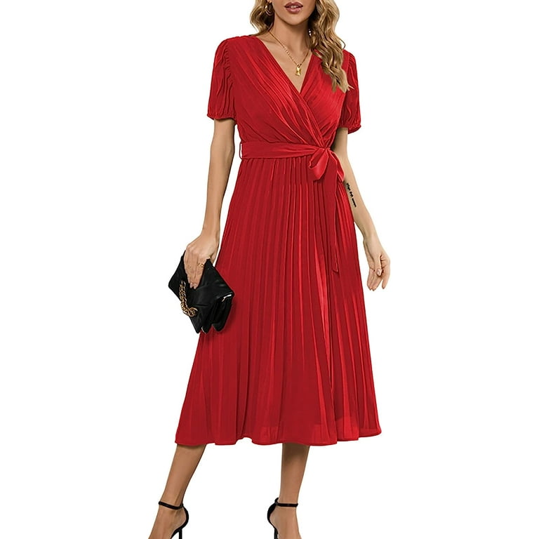 Women's V-neck Lantern Sleeve Dress Women's V-neck Lantern Sleeve Dress