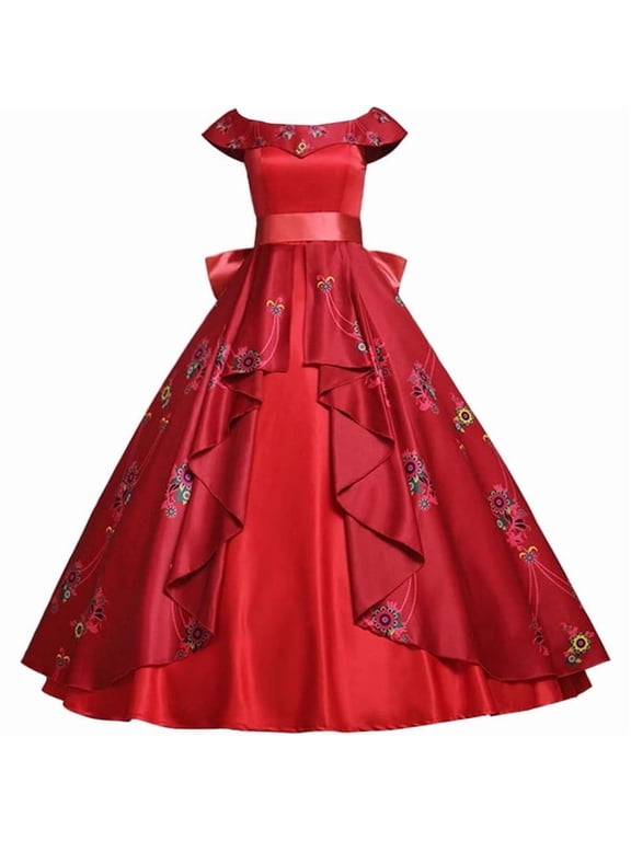 Women's Elena Inspired Princess Satin Dress Royal Style Long Gown with Belt