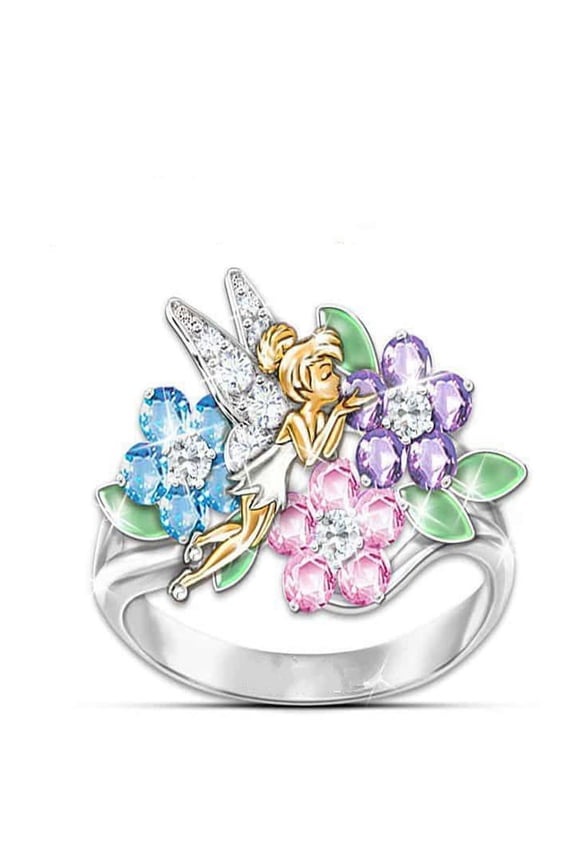 Women's Elf Angel Wings Epoxy Diamond Colorful Treasure Ring