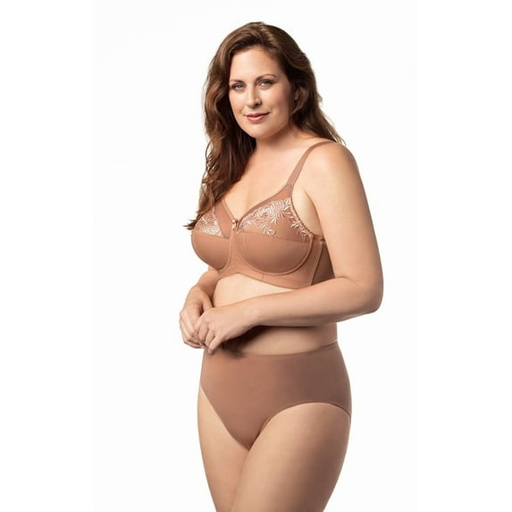 Elila Women's Plus Size Back to Basics Softcup Bra, Full Coverage Wire-Free, Style 1301 Mocha