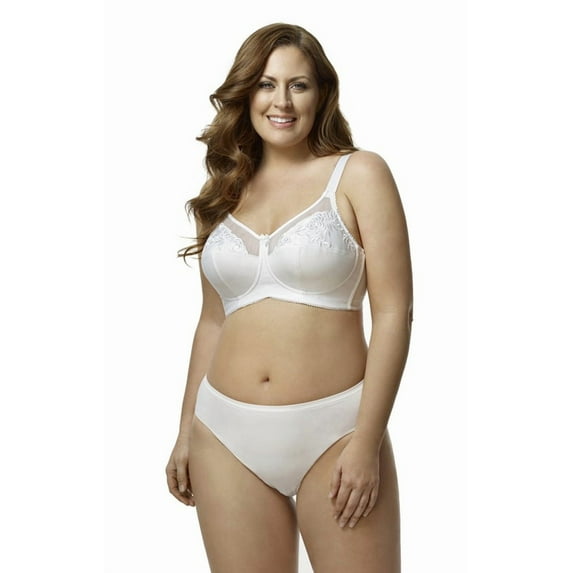 Elila Women's Plus Size Back to Basics Softcup Bra, Full Coverage Wire-Free, Style 1301 White