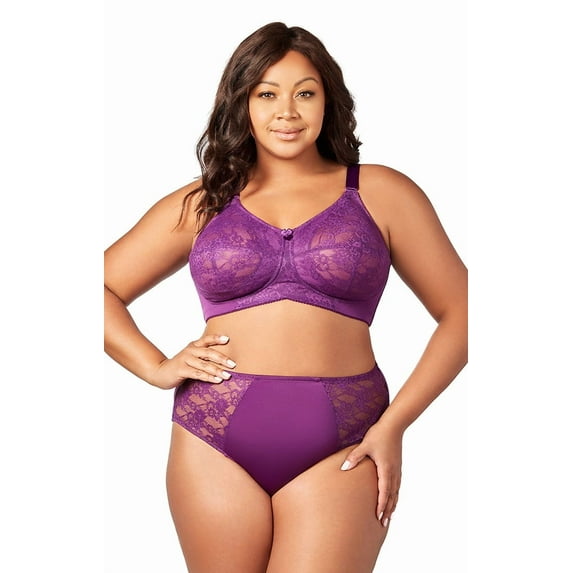 Elila Women's Plus Size Make It Lace Softcup, Full Coverage Wire-Free, Style 1303 Aubgerine