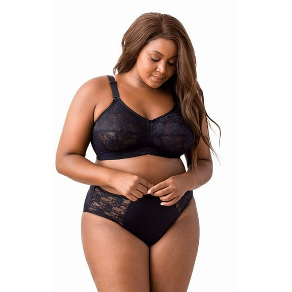 Elila Women's Plus Size Make It Lace Softcup, Full Coverage Wire-Free, Style 1303 Black