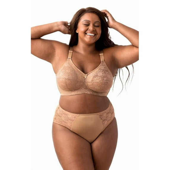 Elila Women's Plus Size Make It Lace Softcup, Full Coverage Wire-Free, Style 1303 Mocha
