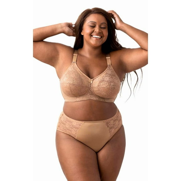 Elila Women’s Plus Size Make It Lace Softcup, Full Coverage Wire-Free, Style 1303 Mocha