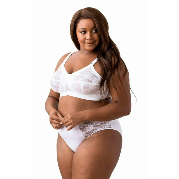 Elila Women's Plus Size Make It Lace Softcup, Full Coverage Wire-Free, Style 1303 White