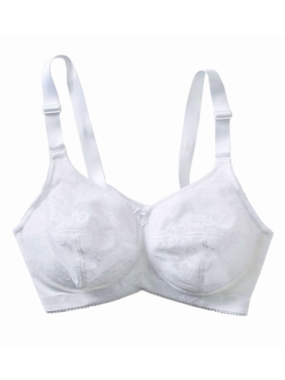 Women's Elila 1303 Lace Wireless Soft-cup Bra (White 36J)