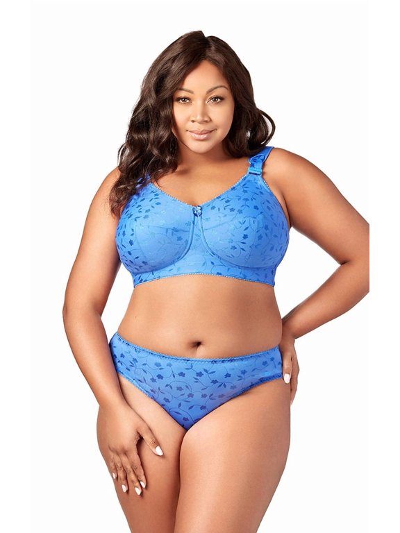 Women's Plus Size Super Curves Jacquard Softcup Bra, Full Coverage Wire-Free Firm Support, Style 1305 Cobalt Blue