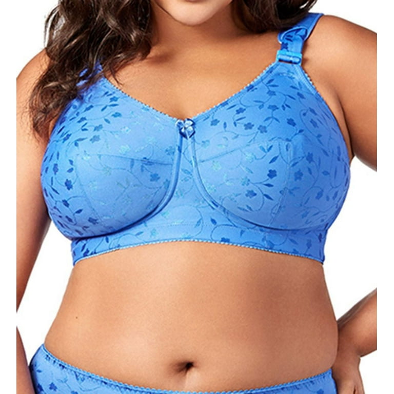 Women's Elila 1305 Jacquard Wireless Softcup Bra with Cushion Straps  (Cobalt Blue 52N) 