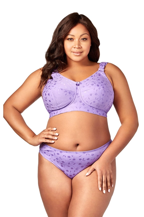 Women's Plus Size Super Curves Jacquard Softcup Bra, Full Coverage Wire-Free Firm Support, Style 1305 Lilac