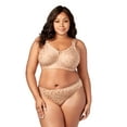 thumbnail image 1 of Elila Women's Plus Size Super Curves Jacquard Softcup Bra, Full Coverage Wire-Free Firm Support, Style 1305 Mocha, 1 of 4