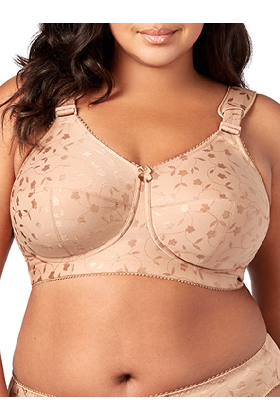 Women's Plus Size Super Curves Jacquard Softcup Bra, Full Coverage Wire-Free Firm Support, Style 1305 Mocha