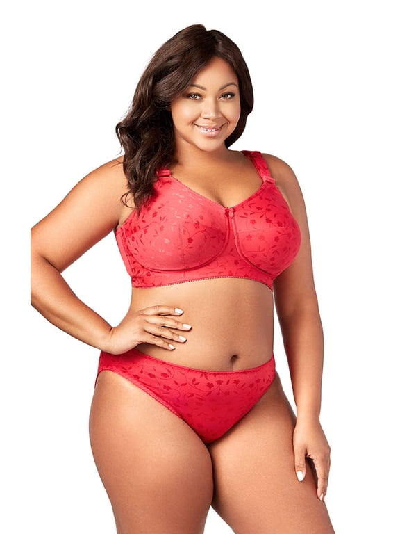 Women's Plus Size Super Curves Jacquard Softcup Bra, Full Coverage Wire-Free Firm Support, Style 1305 Red