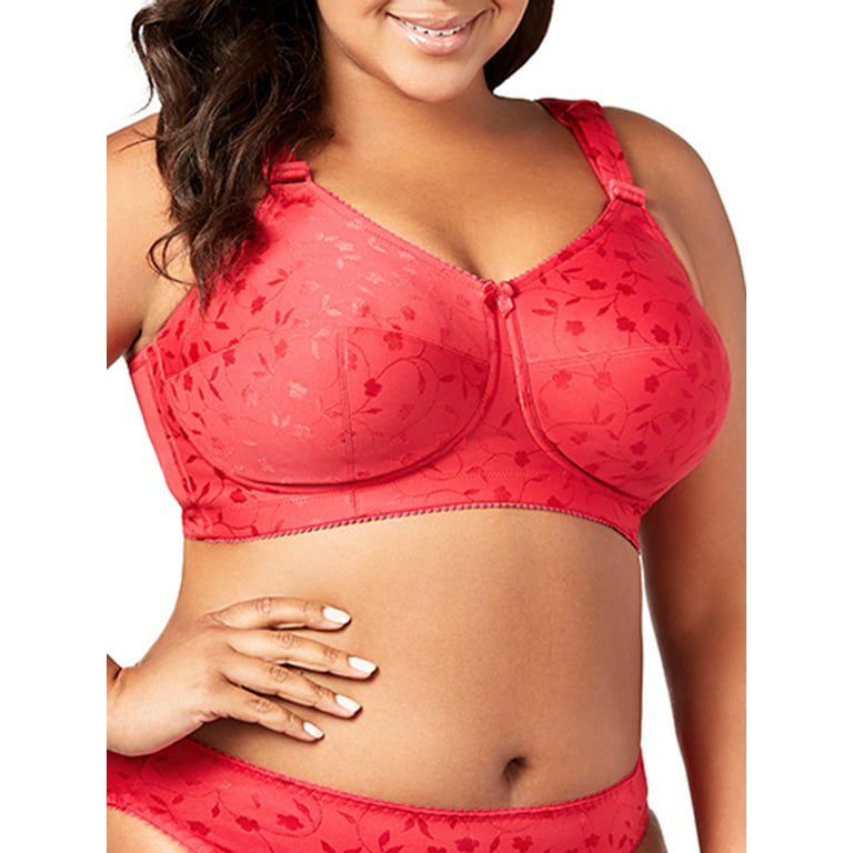 Women's Elila 1305 Jacquard Wireless Softcup Bra with Cushion Straps (Red  48M)