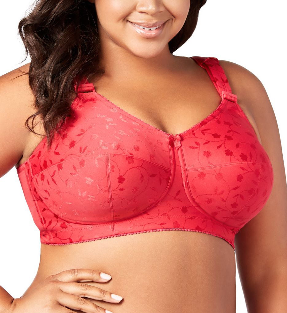 Women's Elila 1305 Jacquard Wireless Softcup Bra with Cushion Straps (Red  52M)