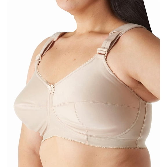 Elila Women's Plus Size Simple Curves Softcup Bra, Full Coverage Wire-Free, Style 1505 Beige