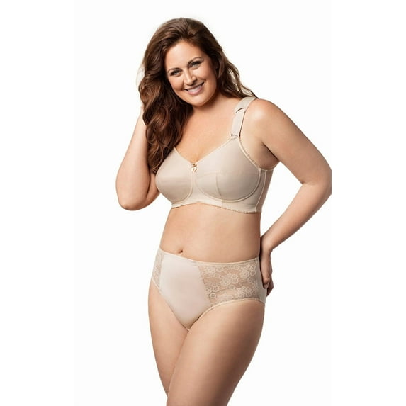 Elila Women's Plus Size Simple Curves Softcup Bra, Full Coverage Wire-Free, Style 1505 Beige