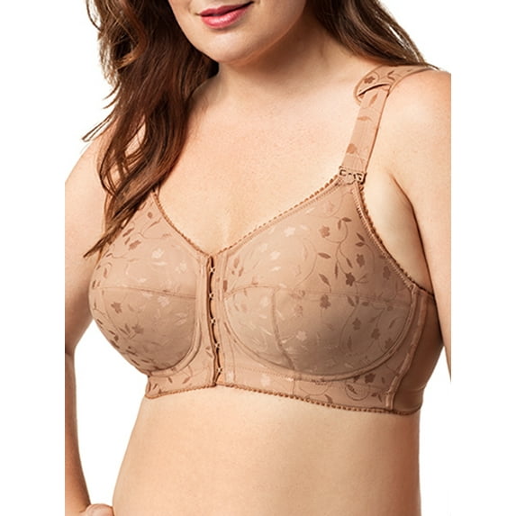Women's Elila 1515 Jacquard Front Close Wireless Softcup Bra (Mocha 36L)