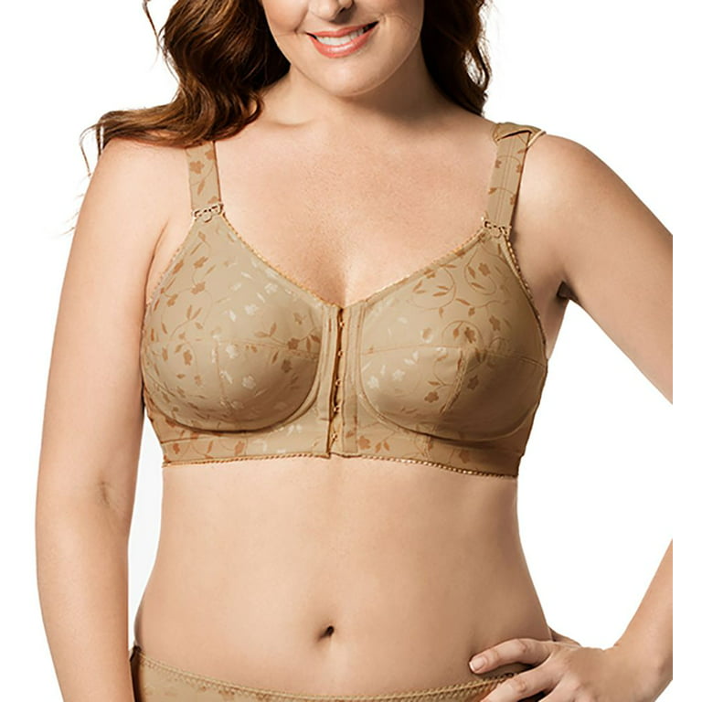 Plus Size Women's Embroidered Softcup Bra by Elila in Mocha (Size