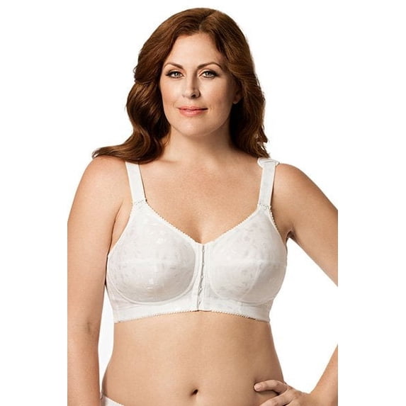 Women's Elila 1515 Jacquard Front Close Wireless Softcup Bra (White 42I)