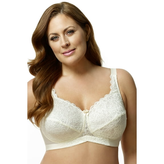 Women's Elila 1607 Stretch Lace Softcup Bra (Ivory 36E)