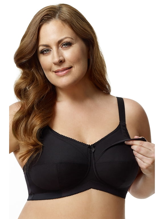 Women's Elila 1613 Cotton Cup Wireless Soft Cup Nursing Bra (Black 34M)