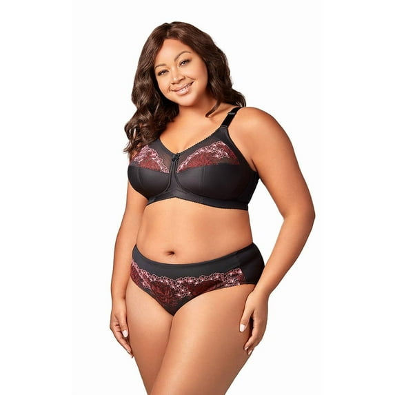 Elila Women's Plus Size Star Curves Softcup Bra, Full Coverage Wire-Free, Style 1801 Black
