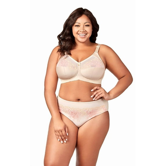 Elila Women's Plus Size Star Curves Softcup Bra, Full Coverage Wire-Free, Style 1801 Beige