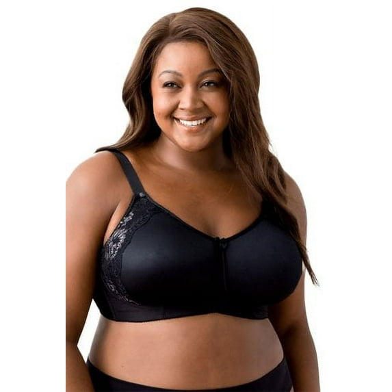 Women's Elila 1903 Microfiber & Lace Molded Softcup Wireless Bra (Black 40G)