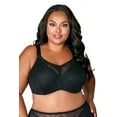 thumbnail image 1 of Women's Elila 2101 Stretch Lace Overlay Microfiber Underwire Bra (Black 46G), 1 of 4