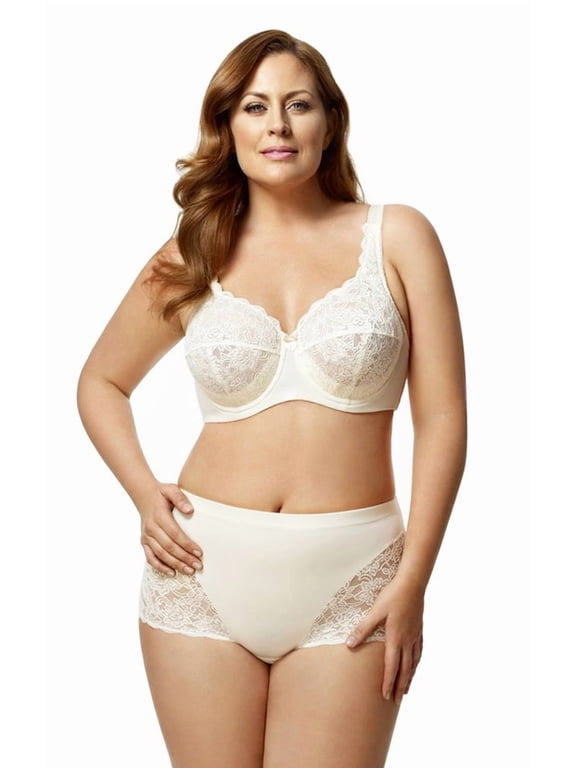 Women's Plus Size Lacey Curves Underwire Bra, Full Coverage Support, Style 2311 Ivory