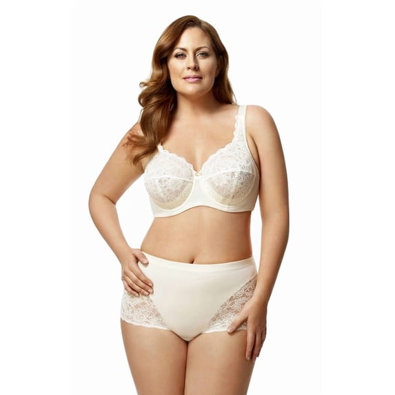 Elila Women’s Plus Size Lacey Curves Underwire Bra, Full Coverage Support, Style 2311 2311 Ivory