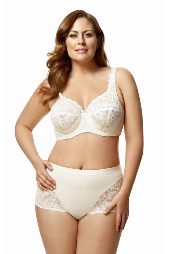 Women's Plus Size Lacey Curves Underwire Bra, Full Coverage Support, Style 2311 Ivory