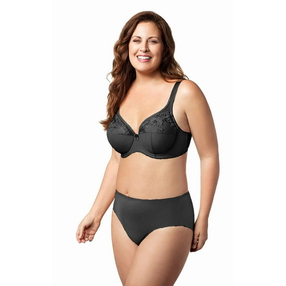 Elila Women's Plus Size Back to Basics Underwire Bra, Full Coverage & Support, Style 2401 Black