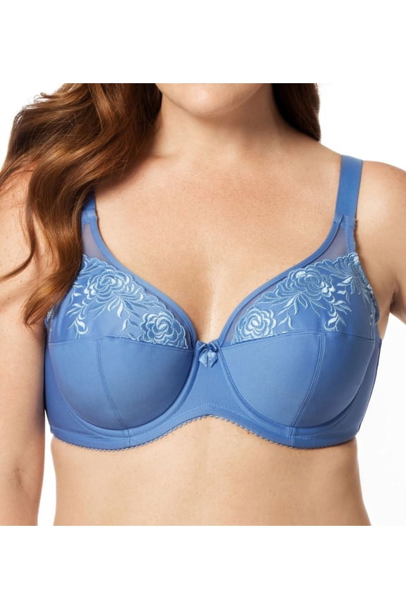Women's Elila 2401 Embroidered Microfiber Underwire Bra (Celestial Blue 46J)