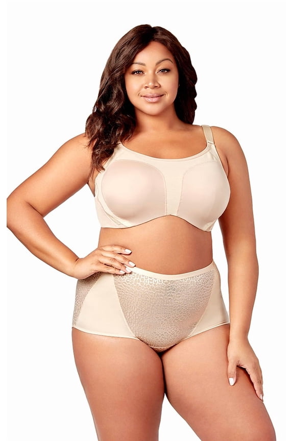 Women's Plus Size Curvy Moves Underwire Sports Bra, Full Coverage High Impact Support, Style 2511 Beige