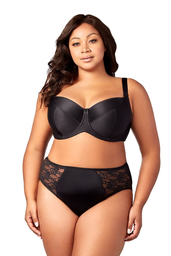 Women's Plus Size Simple Curves Underwire Balcony Bra, Medium Coverage Lift & Support, Style 2818 Black