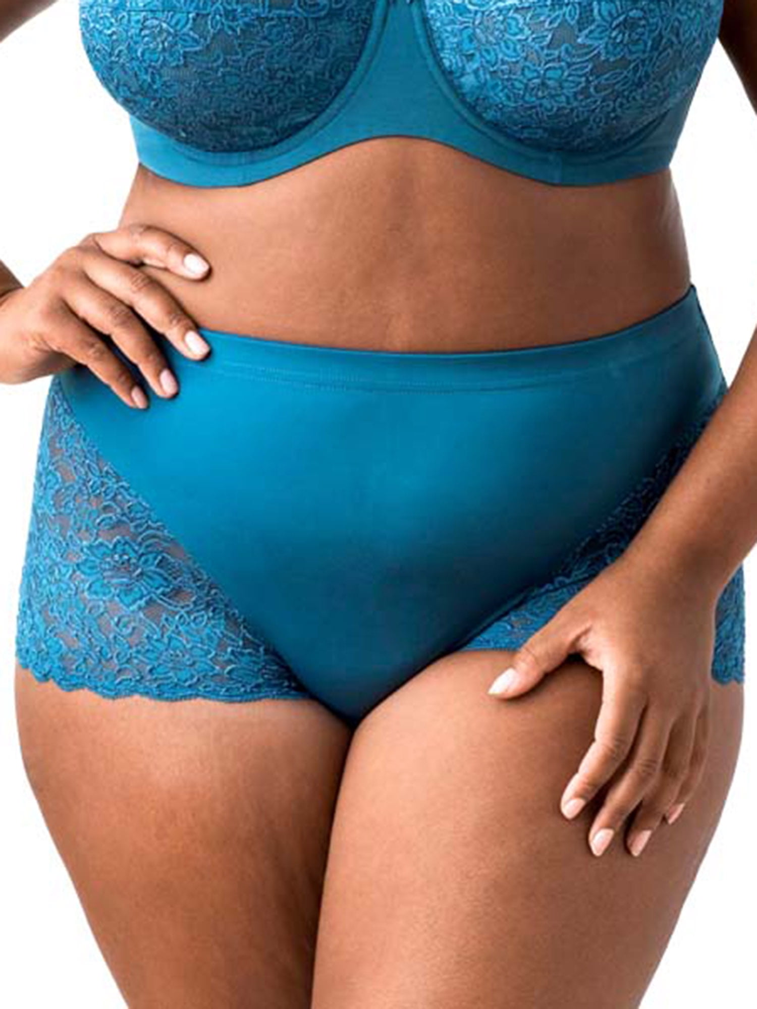 Women's Elila 3311 Cheeky Stretch Lace Panties (Teal 3X)