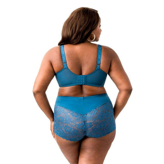 Elila Women’s Plus Size Lacey Curves Cheeky Panty, Style 3311 Teal
