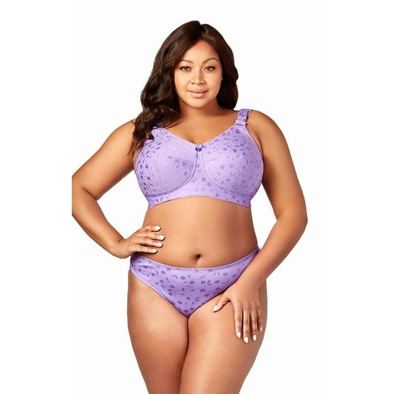 Elila Women’s Plus Size Super Curves Jacquard Panty, Medium Coverage Brief, Style 3405 Lilac