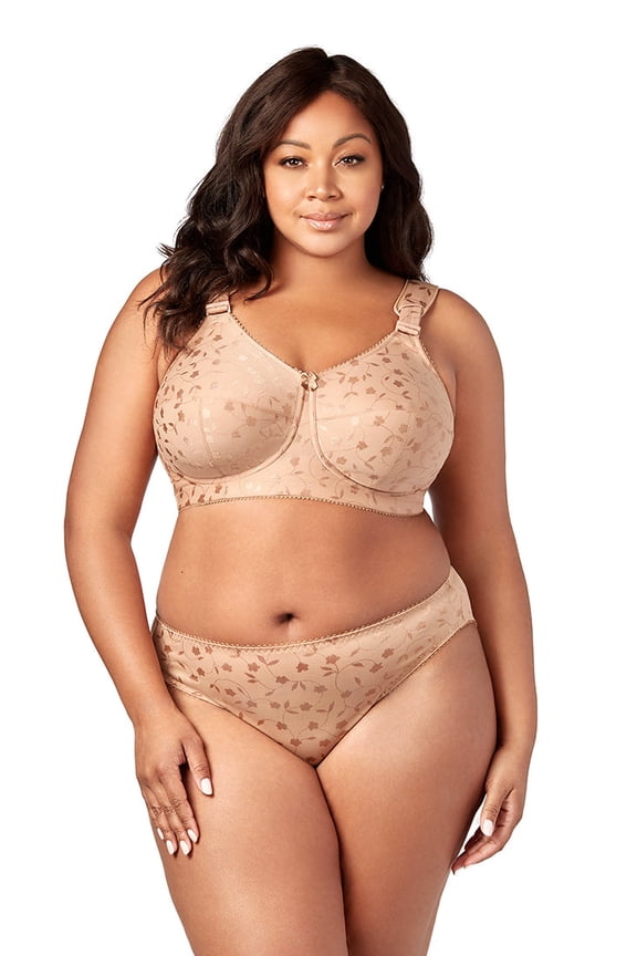 Women&rsquo;s Plus Size Super Curves Jacquard Panty, Medium Coverage Brief, Style 3405 Mocha