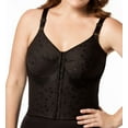 thumbnail image 1 of Women's Elila 5415 Jacquard Wireless Soft-cup Front Hook Longline Bra (Black 38E), 1 of 4