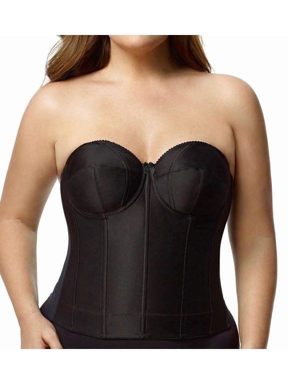 Women's Elila 6421 Long Strapless Longline Underwire Bra (Black 48I)