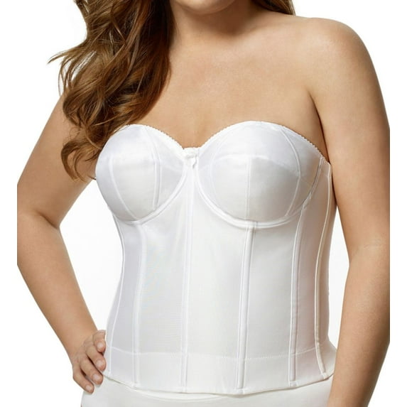 Women's Elila 6421 Long Strapless Longline Underwire Bra (White 40I)