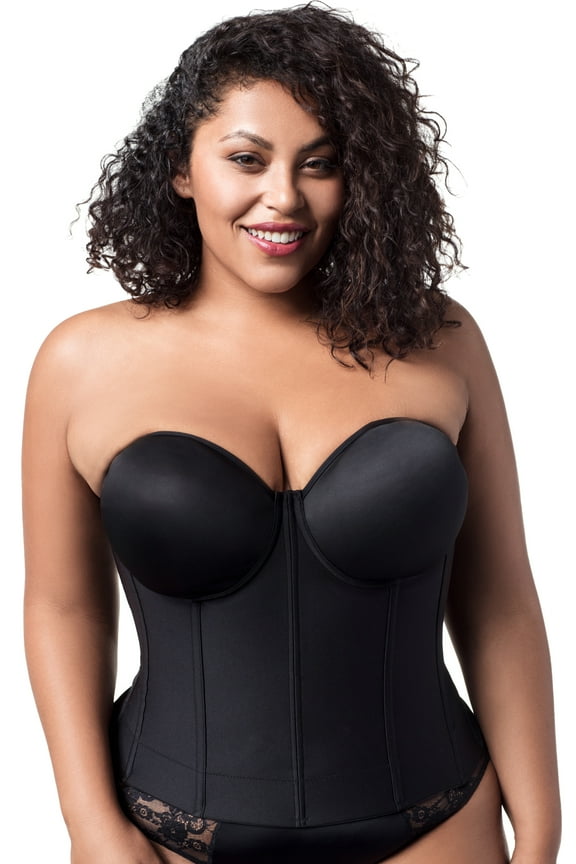 Women's Elila 6721 Molded Strapless Longline Underwire Bra (Black 48E)
