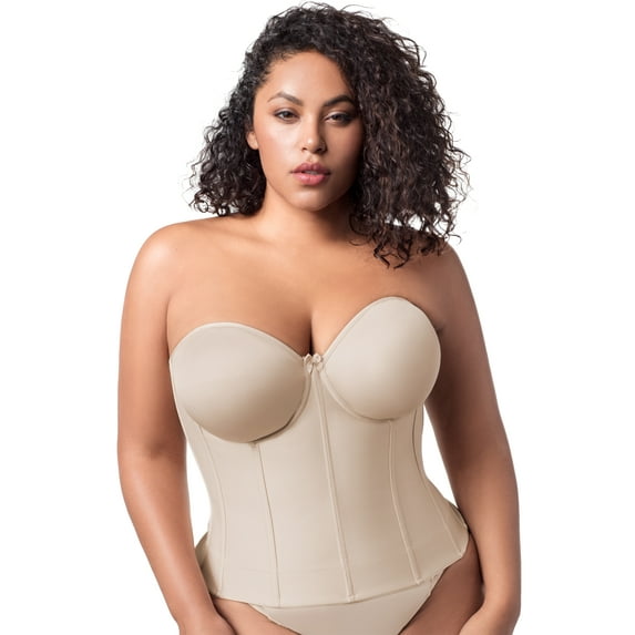 Women's Elila 6721 Molded Strapless Longline Underwire Bra (Nude 40G)