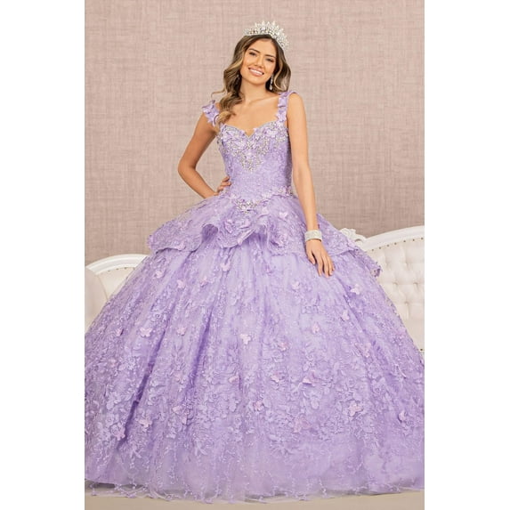 Women's Elizabeth K 3D Butterfly Sweetheart Ball Gown Gl3112 Lilac Lavender Size XL