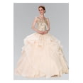 thumbnail image 1 of Women's Elizabeth K Beaded Illusion Ballgown With Bolero Gl2378 Champagne Goldish Beige Size XS, 1 of 5
