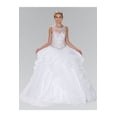 thumbnail image 1 of Women's Elizabeth K Beaded Illusion Ballgown With Bolero Gl2378 White Size S, 1 of 4